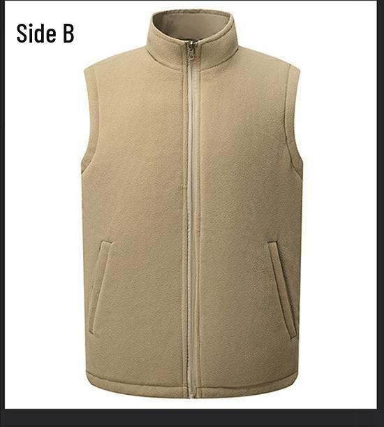 Men's Double-Sided Fleece-Lined Casual Jacket, Multi-Pocket, Dad Style for Autumn and Winter