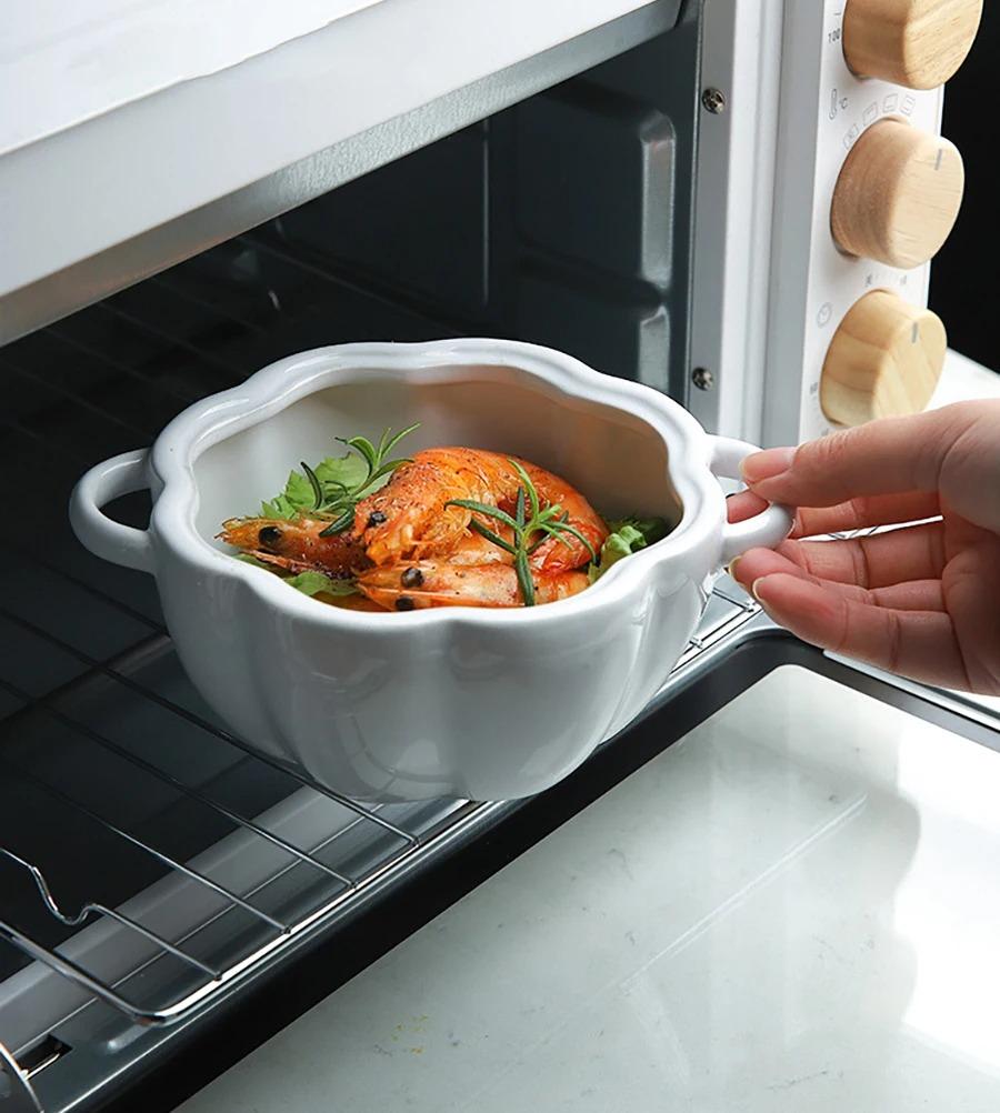 Ceramic Pumpkin Pot with Lid, Oven Baking Pan, Kitchen, Halloween Party, Festival Decoration, Soup Salad, Cereal Bowl
