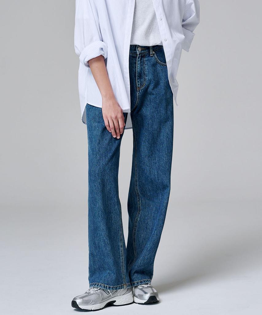 MALOUPE 9133 Regular Wide Denim Pants (Medium Indigo)