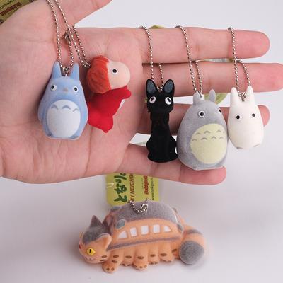 6 ks Anime Totoro kľúčenka Hayao Miyazaki Roztomilá kľúčenka na kľúče od auta Prívesok na batoh Dekorácia kľúčenky Ponyo Detská hračka Darček