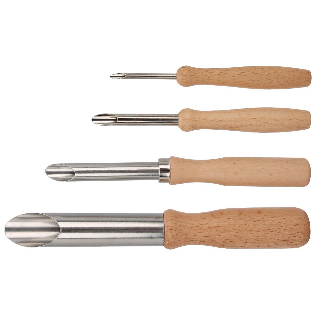 

4 шт. Керамический инструмент Нержавеющая сталь Дырокол Круглая деревянная ручка Ручной работы Набор