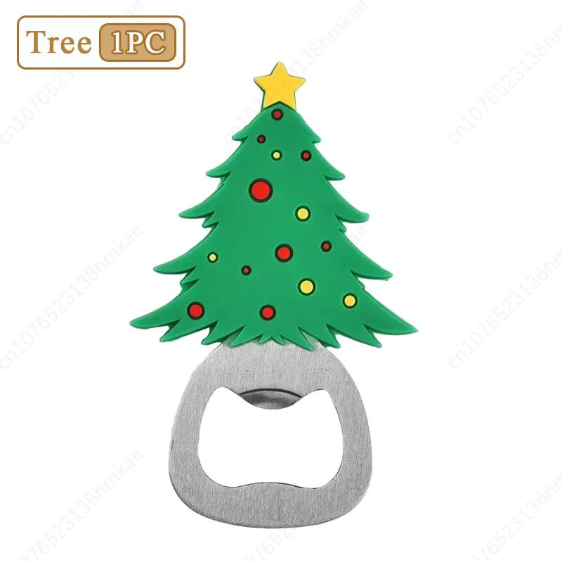 1-20PC Christmas Beer Bottle Opener Santa Snowman Bottle Opener Silicone Stainless Steel Bottle Opener Party Decoration Supplies