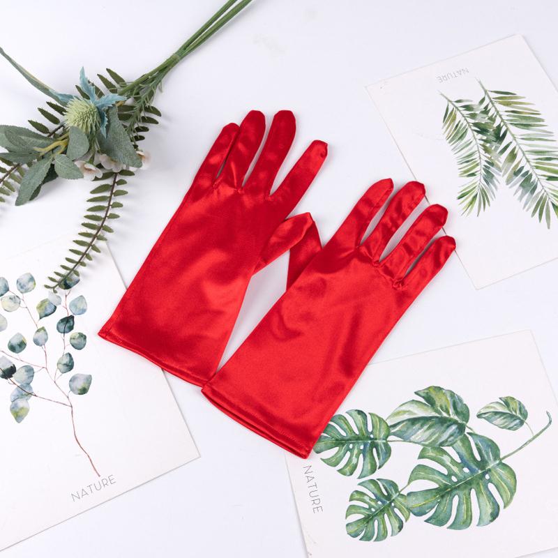 23cm 38cm 55cm Women Imitation Satin Silk Smooth Solid High Elasticity Stage Performance Dinner Etiquette Multicolor Gloves