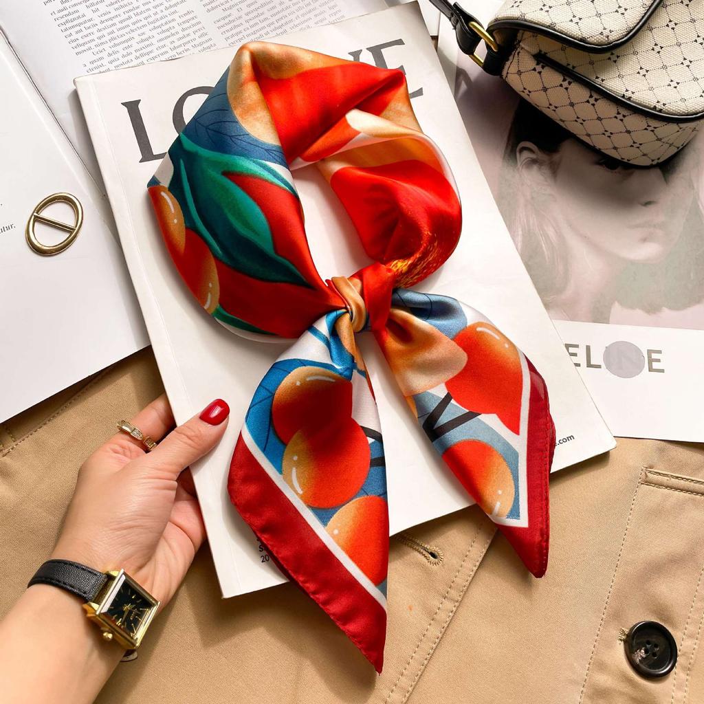 Korean cashew flower silk scarf triangle scarf women's stacking wear accessories jeans belt travel matching shirt scarf headscarf