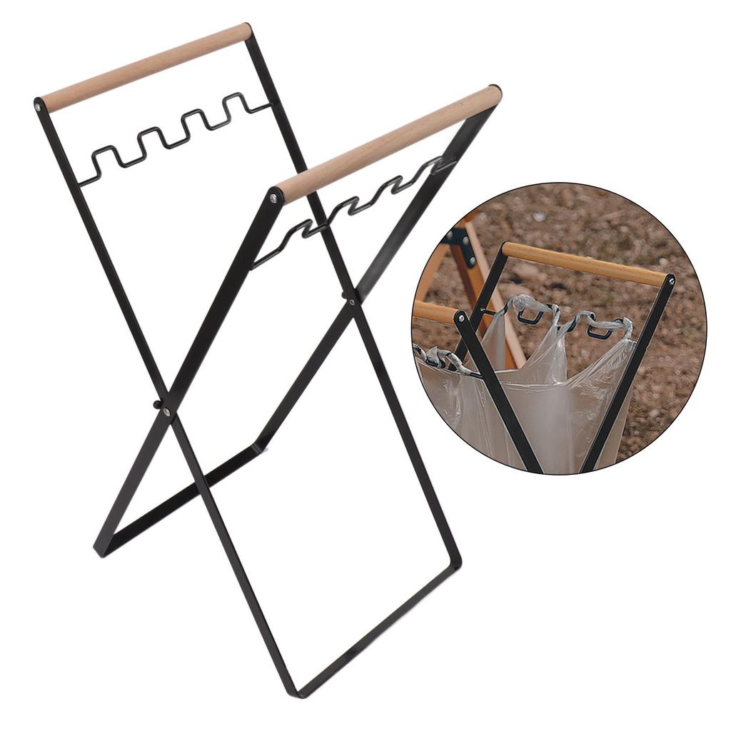 Iron Trash Bag Holder Outdoor Leaf Bag Stand Foldable Trash Stand Holder for Camping