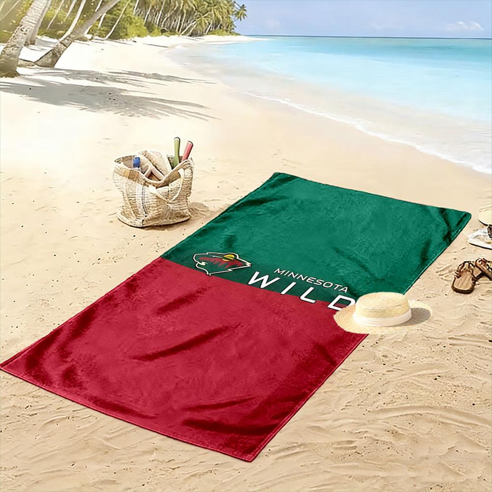 Minnesota Wild Logo Beach Towel Design Patterned beach towel quick dry perfect for travel outdoor sports jogging the beach and swimming
