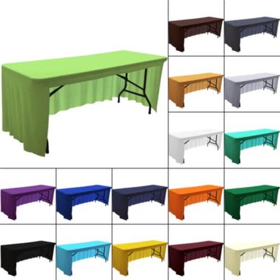 Nappe Extensible en Spandex 4FT 5FT 6FT 8FT Housse Jupe de Table pour Mariage Fête Banquet Solide Rectangulaire Nappe de Cocktail