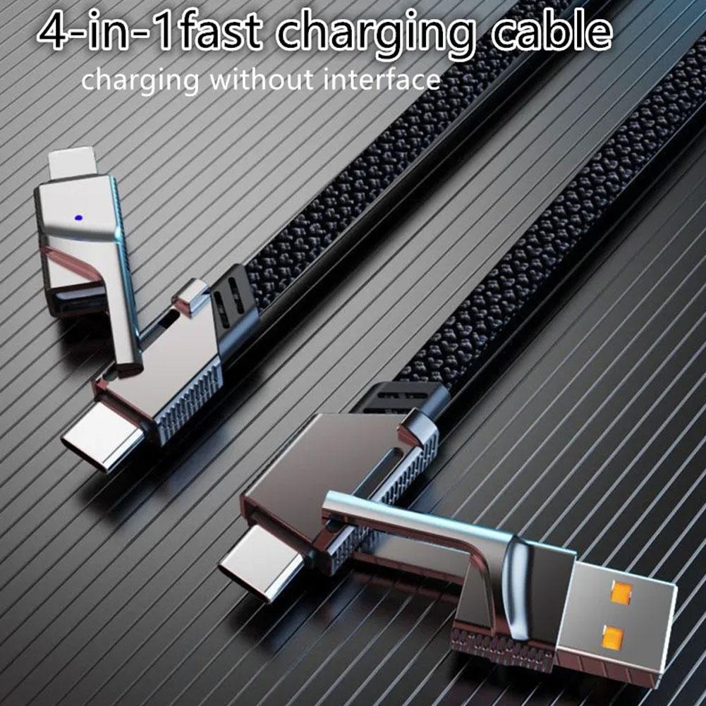 

4 In 1 PD100W USB Type C Data Cable Fast Charging For IPhone 12 11 Wire Charger Fast 15 14 13 C N1O8 black-1.5m