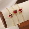 NEWBUY Neu eingetroffen Bling Bling Zirkonia Kette Rotes Kristall Herz Charms Armbänder Für Frauen Party Schmuck