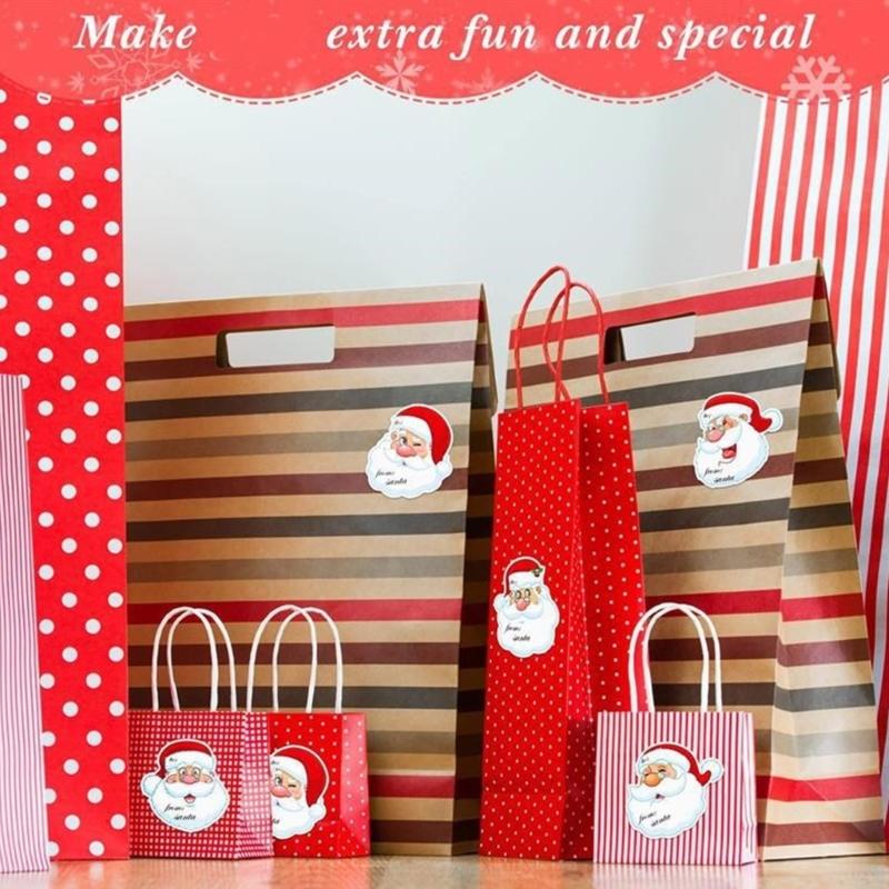 600PCS Christmas Santa Wrapping Labels 2.8inch Self-Adhesive Christmas Name Sticker for Envelopes Box Cards Candy Bag