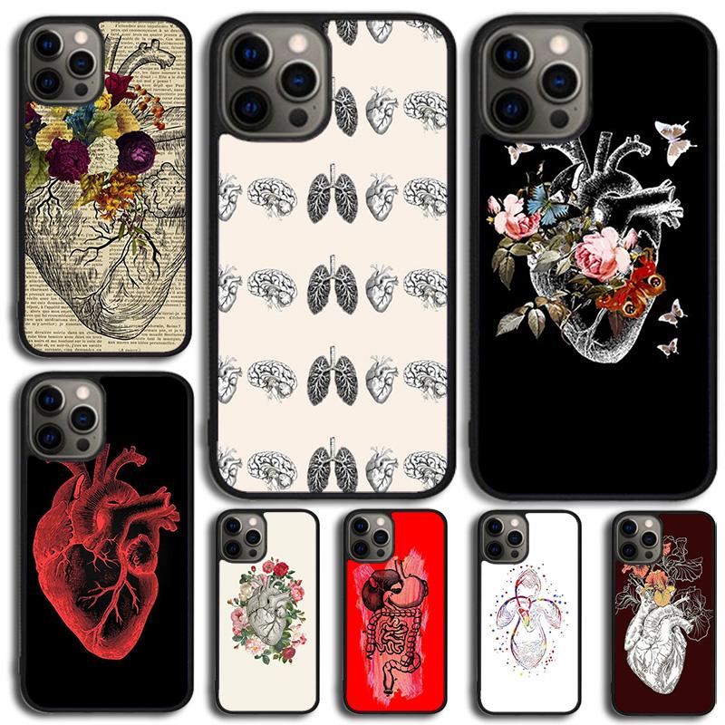 Medical Human Organs Heart Art Phone Case For iPhone 17 Air 16 15 14 13 12 Pro Max Plus Max Cover Shell coque