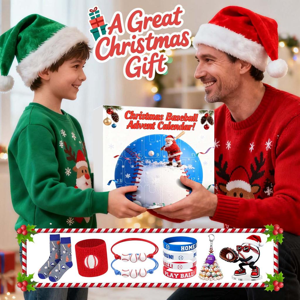 23d Weihnachts-Adventskalender, Baseball-Spielzeug für Kinder und Jugendliche, Überraschungs-Geschenkboxen für Jungen, Mädchen und Jugendliche, Baseball-Zubehör und Dekorationen