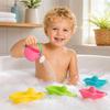 6pc Bath Toys Set Plastic Floating Boats Watering Can and Strainer for Kids Bath Time Play and Water Activities
