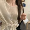 S925 silver geometric pendant long necklace sense niche design minimalist style versatile autumn and winter sweater chain