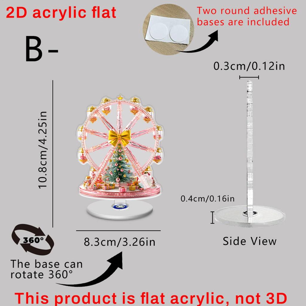 Christmas Table Decorations 2D Holiday Ferris Wheels Rotating Base Christmas Decorations Indoor With Tree Design For Tiered Tray