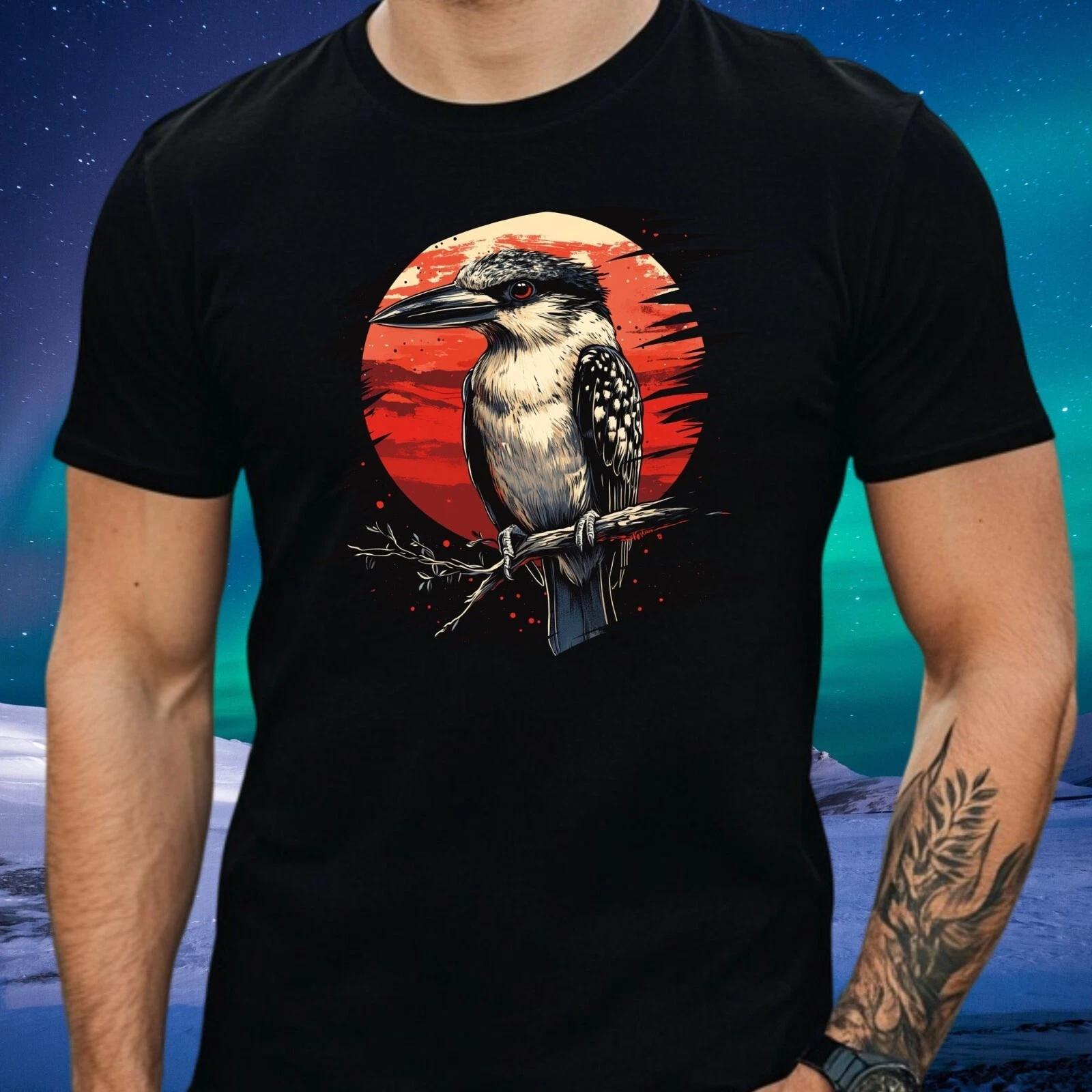 T-Shirt Herren Kookaburra Vogel Roter Mond Motiv Baumwolle Größe XS bis 5XL M