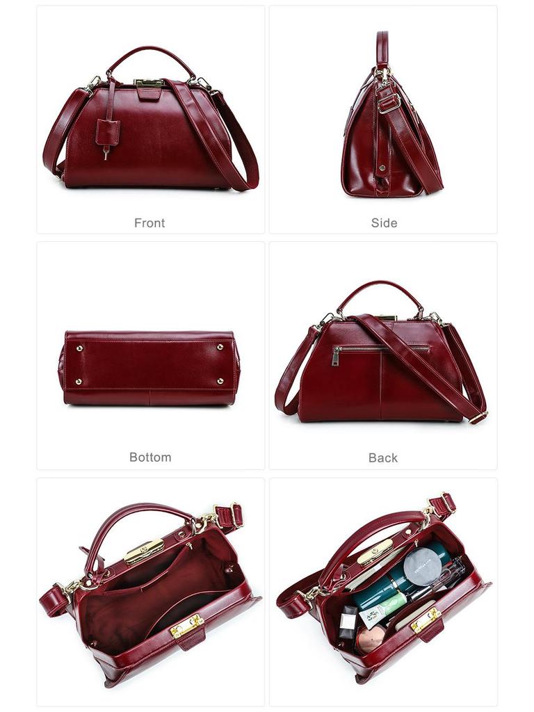 Borsa da Donna Black Angel in Vera Pelle, Grande Capacità, Tracolla Bicolore, Cerniere in Ferro, Vacchetta di Primo Strato