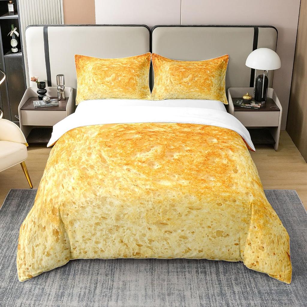 Bread Duvet Cover for Kids Teens Queen Size Lightweight Down Quilt Covers Bedroom Decor 2 Pillowcases 1 Duvet Cover No Comforter