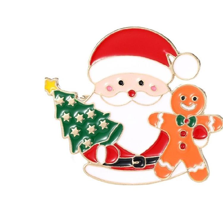 Cheerful Santa Face Brooch Alloy Christmas Pin For Clothing Decoration Secured Backing Design Sturdy Holiday Themed Accessory