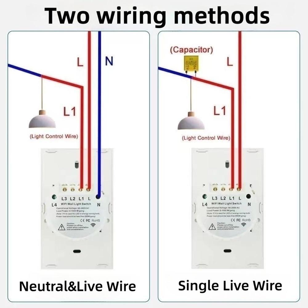 120 EU Graffiti Smart WiFi Touch Wall Switch - Neutral/Live Single Wire, RF433APP Universal