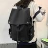 Versatile Student PU Backpack Water Resistant Large Flap Cover Drawstring Daypack School Book Bag for Daily Essential