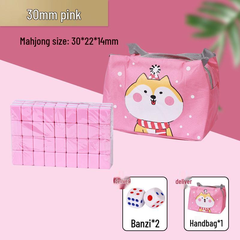 Compact Travel Mahjong Set - 24mm & 30mm Tiles, Solid Carved Sparrow Design, Ideal for Dorms and Table Games