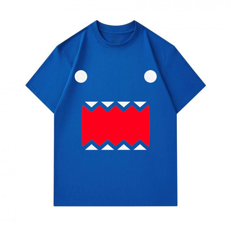 Men's 100% Cotton Short Sleeve O-Neck T-Shirt, Cute Cartoon Big Mouth Monster Print Casual Soft Breathable Tee for Daily Wear Summer Basic Loose Fit T