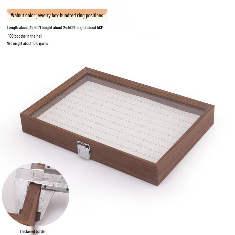 

Шкатулка для украшений из орехового дерева с белой кожей и крышкой, пыленепроницаемое хранилище для серег, колец, ожерелий и браслетов.