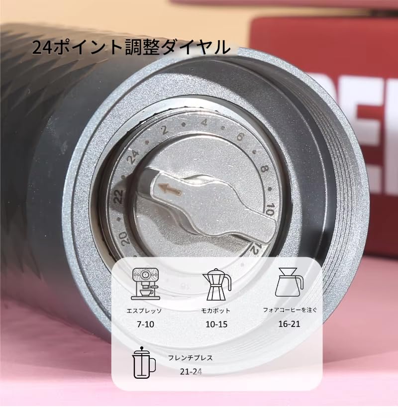 Zmart Manual Coffee Grinder, CNC Stainless Steel Diamond, Adjustable Grind Size, Ceramic Blades, Adjustable Grind Size for Coarse, Medium, and Fine