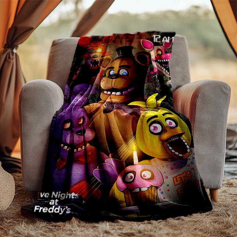 Freddy Bear Flannel Blanket Soft Warm All-Season Throw, Design for Camping, Car Travel, Hiking Sofa, Bed, Office Perfect Gift for Parties