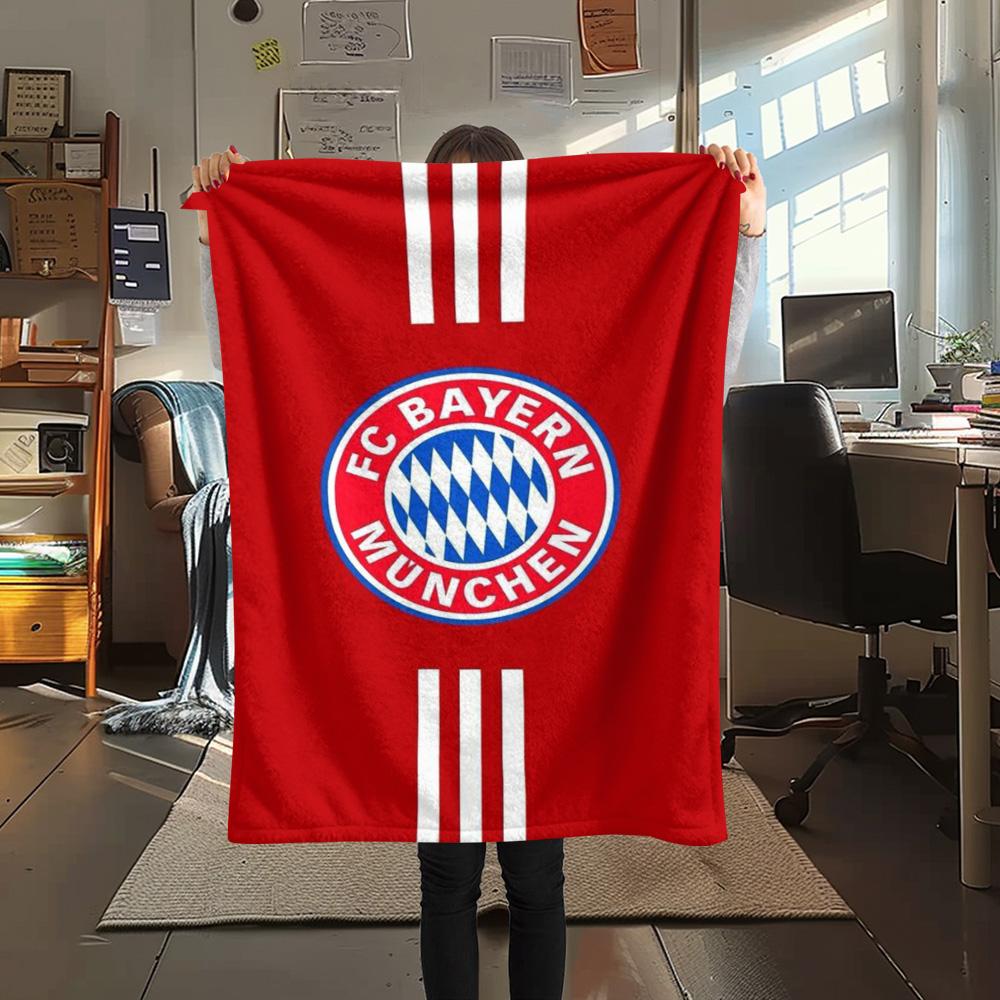 1Pc FC Bayern München Print Flannel Blanket High Quality Warm Comfortable Cover for All Seasons Perfect for Gifts Home Decor