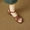 Krazing Pot Cow Skin Thick Med Heels Peep Toe Summer Size 42 Brand Shoes Street Wear Gladiator Elegant Women Sandals