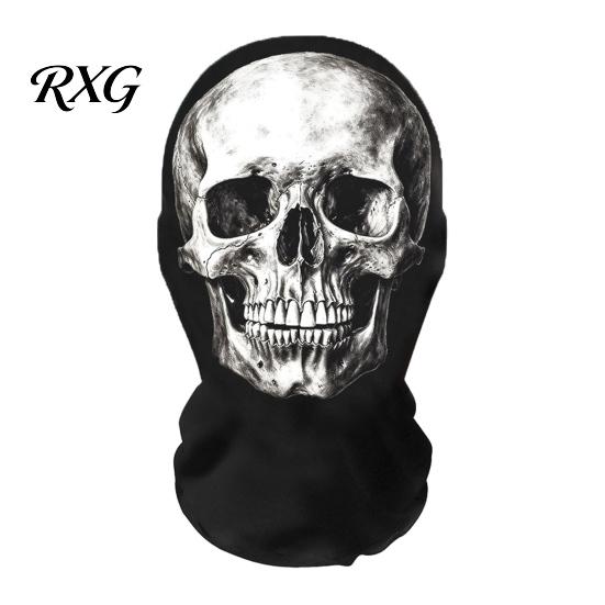 Elastic Dustproof Sports Hood Skull Print Halloween Balaclava, Breathable Mesh Full Face Mask with Impactful Visual Cosplay Gear 3D Print, UV