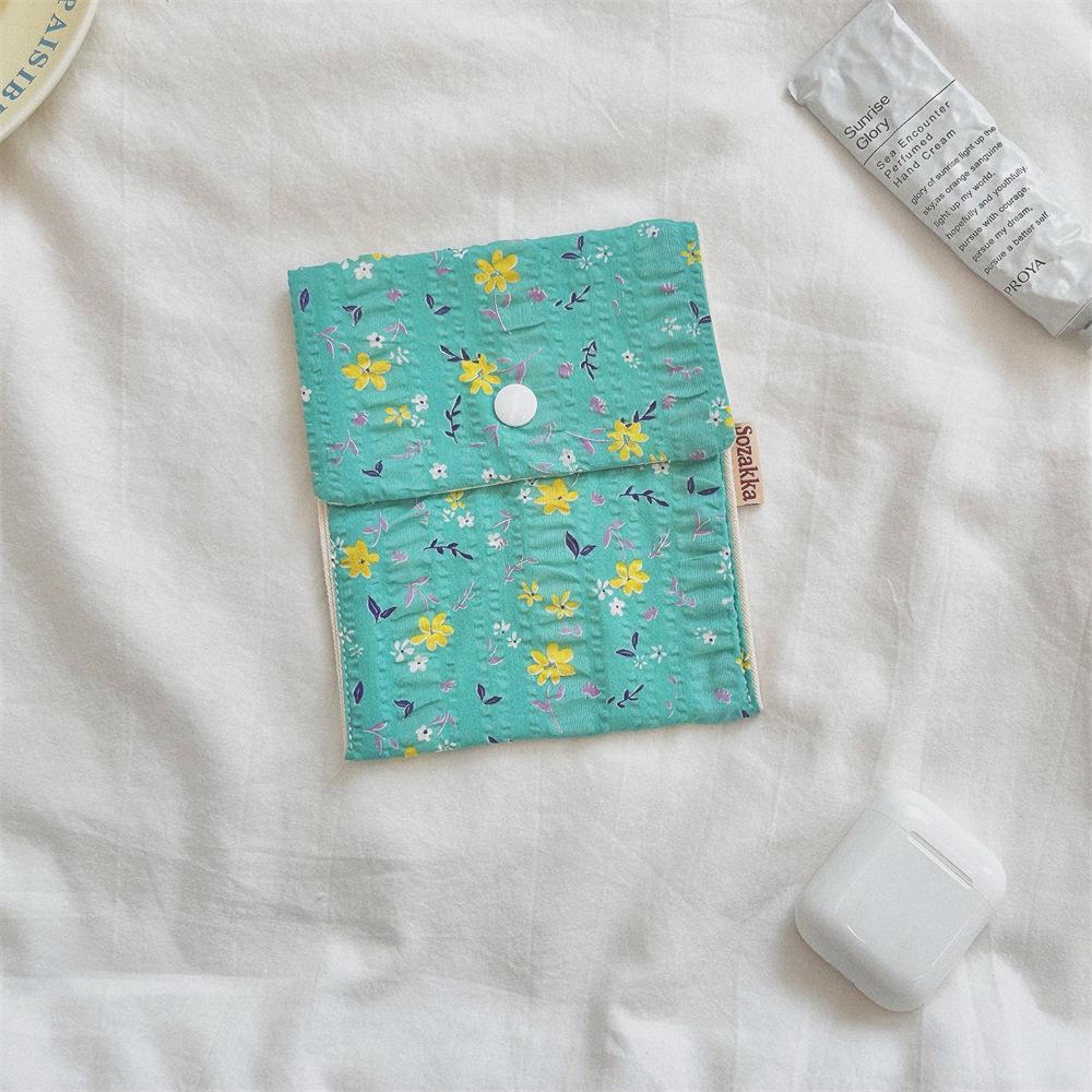 Damenbinden Aufbewahrungstaschen Koreanisch Niedlich Blume Große Kapazität Mädchen Cartoon Menstruation Tampon Organizer Tasche Mini Tasche