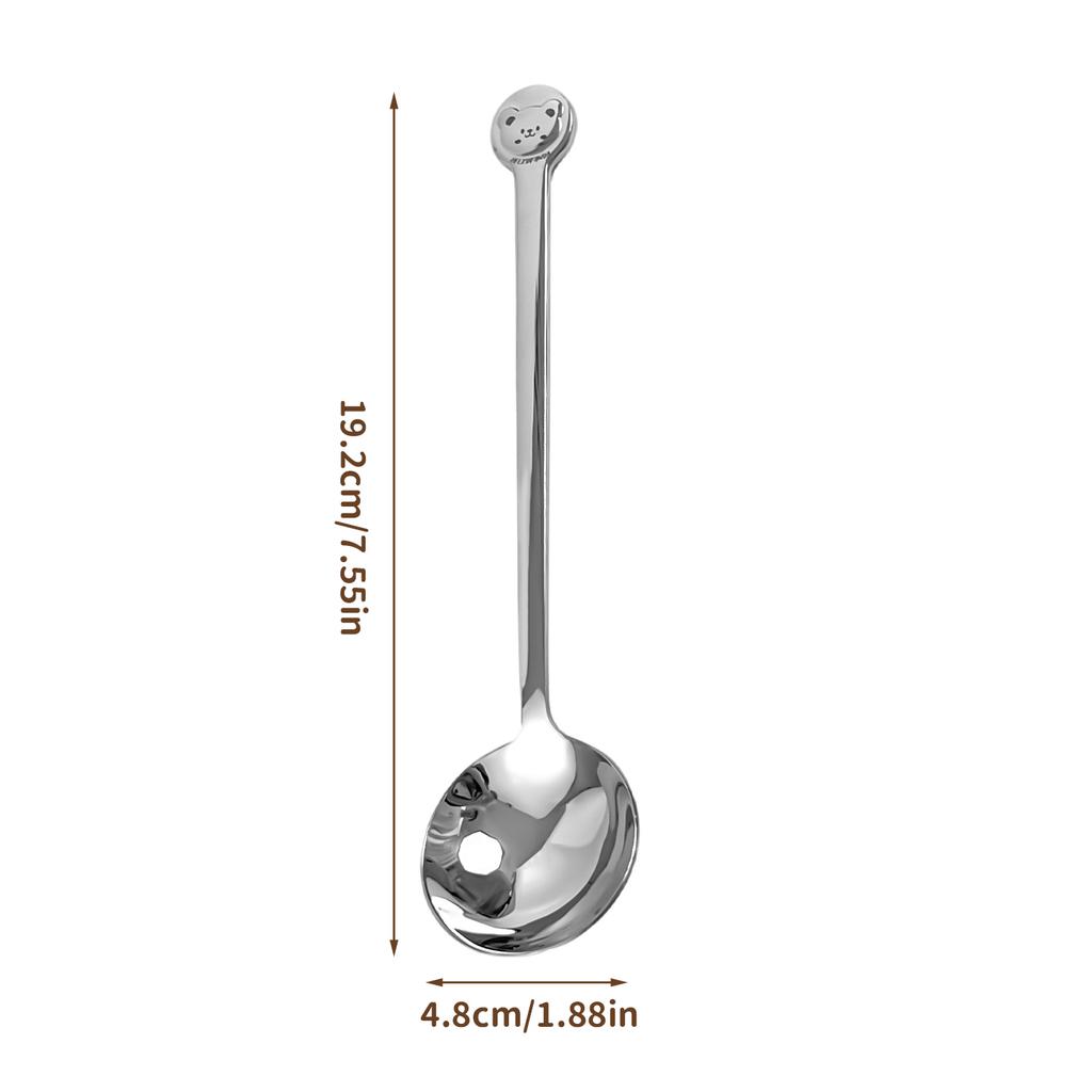 316 Stainless Steel Ice Cream Dessert Spoon Cute Little Bear Handle Soup Spoon Reusable Coffee Spoon Dishwasher Safe Tableware
