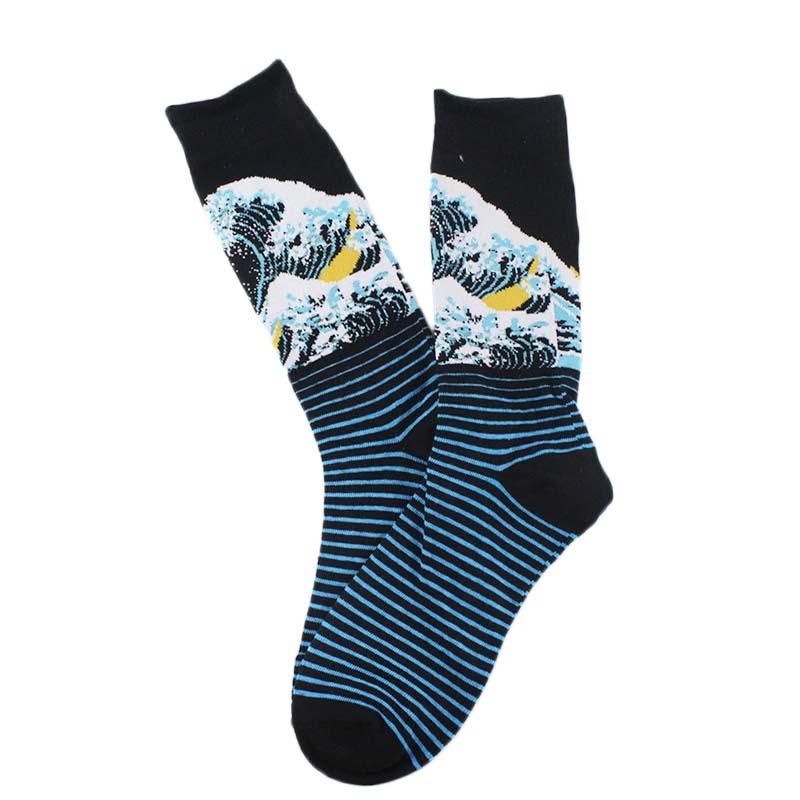 Happy Cool Harajuku Crew Mens Socks Hip Hop Street Big Size Funny Socks Men Skateboard Painting Calcetines Homme Divertidos Sox