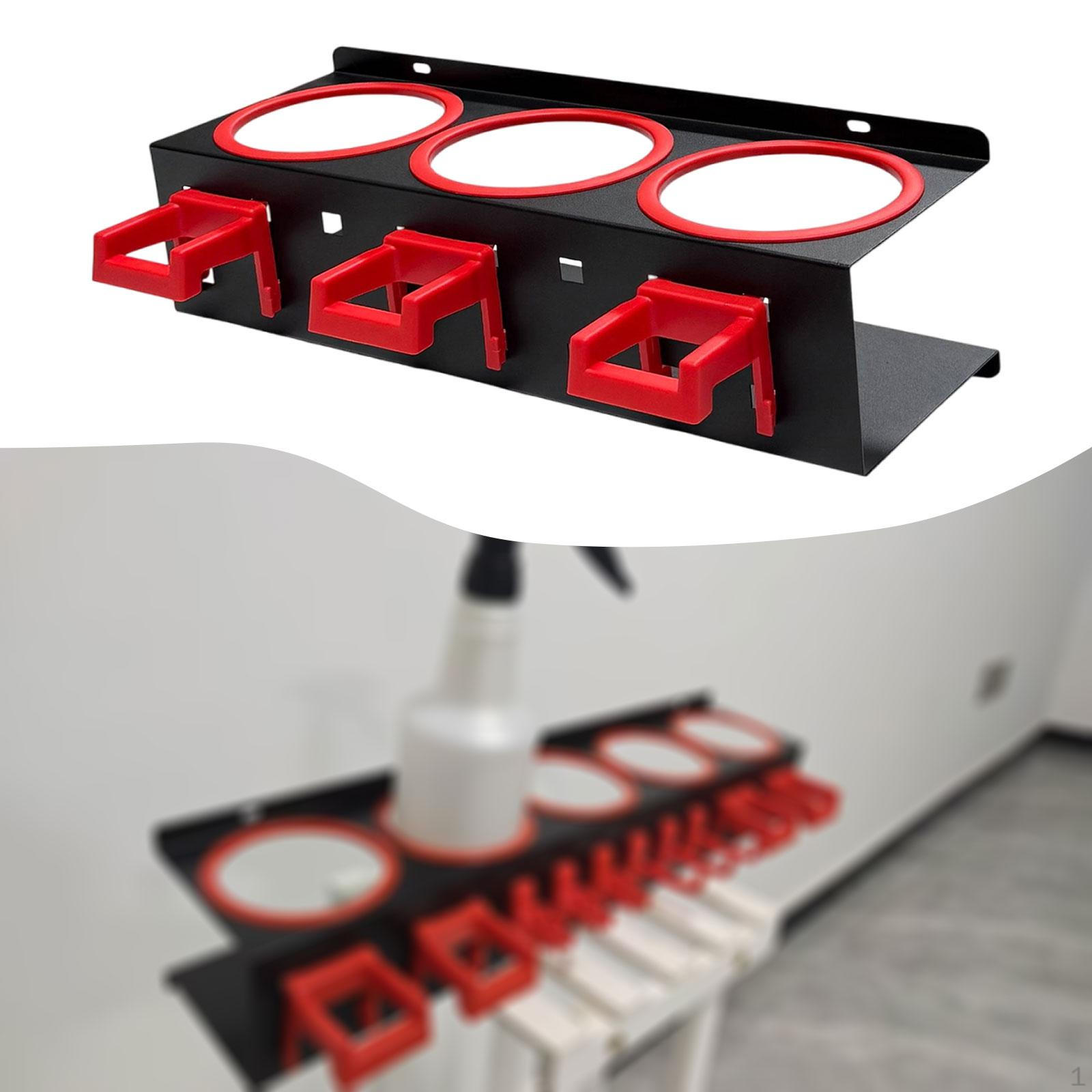 

Spray Bottle Holder Car Wash Tool Organizer Space Saving Stand 5 Square Hooks Cleaning Supply red 3 holes