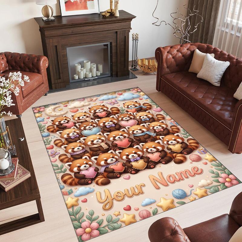 Valentine Love Theme Crystal Velvet Rug Personalized Custom Name Text Soft Floor Mat Home Decor