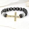 Expandable Wrist Jewelry with Intricate Religious Pendant and Alloy Construction Beaded Bracelet Suitable for Daily Styling