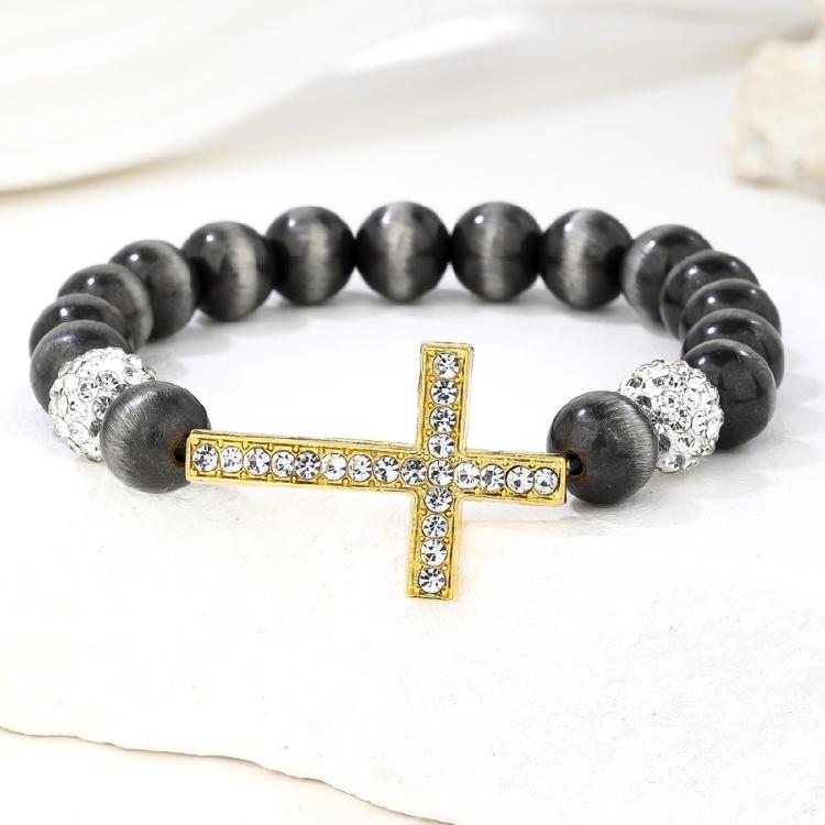 Expandable Wrist Jewelry with Intricate Religious Pendant and Alloy Construction Beaded Bracelet Suitable for Daily Styling