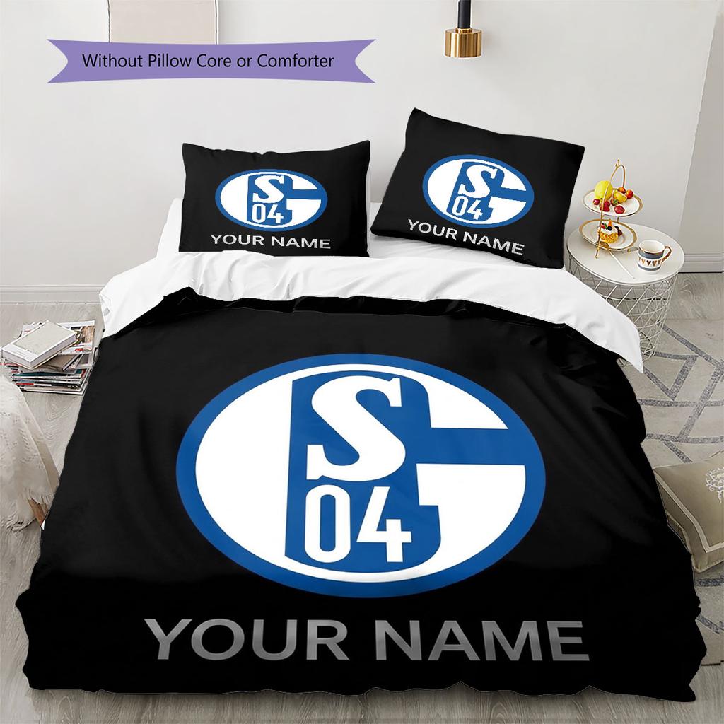 FC Schalke 04 Custom Name Pattern Bedding,Quilt Set Quilt Cover Pillowcase Home Birthday Gift(1 * duvet cover + 2 * pillowcase, without core)