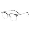 New metal half frame business anti-blue light myopia glasses frame men's simple eyebrows retro flat mirror