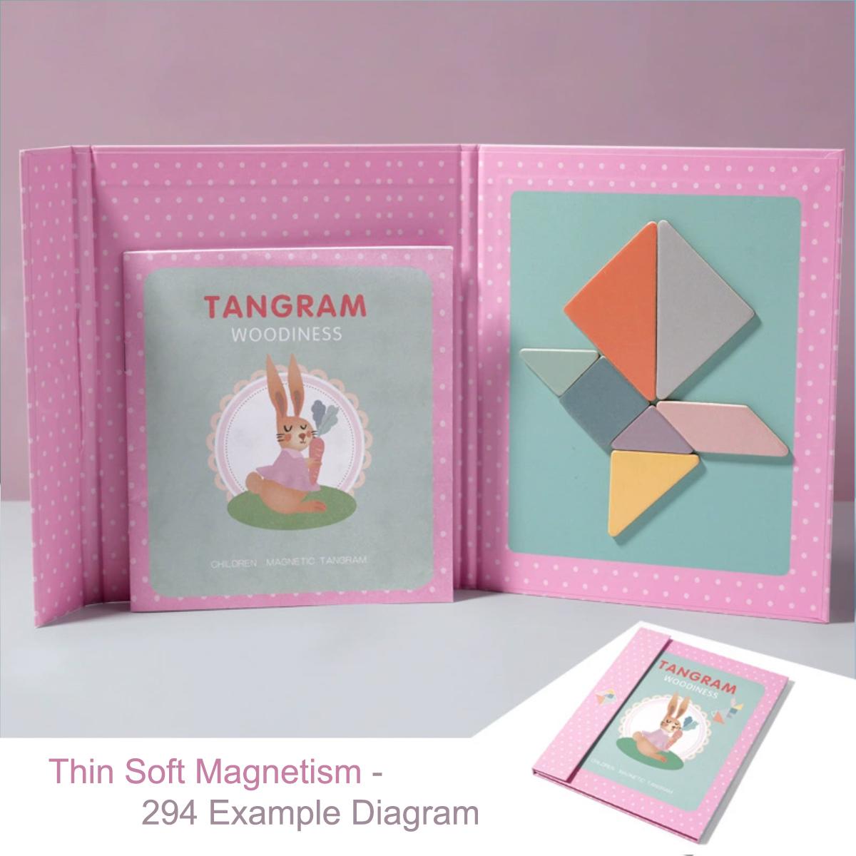 Деревянная головоломка, магнитная книга-головоломка Танграмма, развивающие игрушки для детей, портативный обучающий интеллект Монтессори