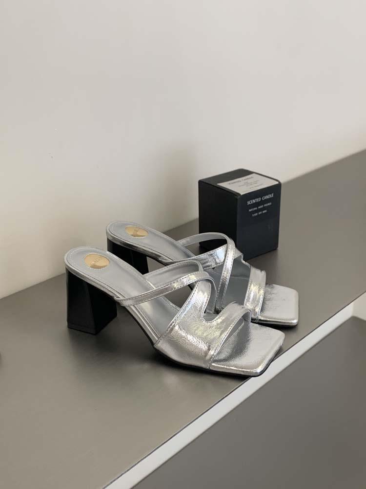 Black French Beautiful Small Cool Slippers Fairy Shoes Summer Wear With Skirt High Heels Sandals 35 5950₽