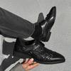 Black Men Genuine Leather Wedding Dress Shoes Flat Designer British Style Daily Walking Shoes Outdoor Party Youth Shoes 2025 New