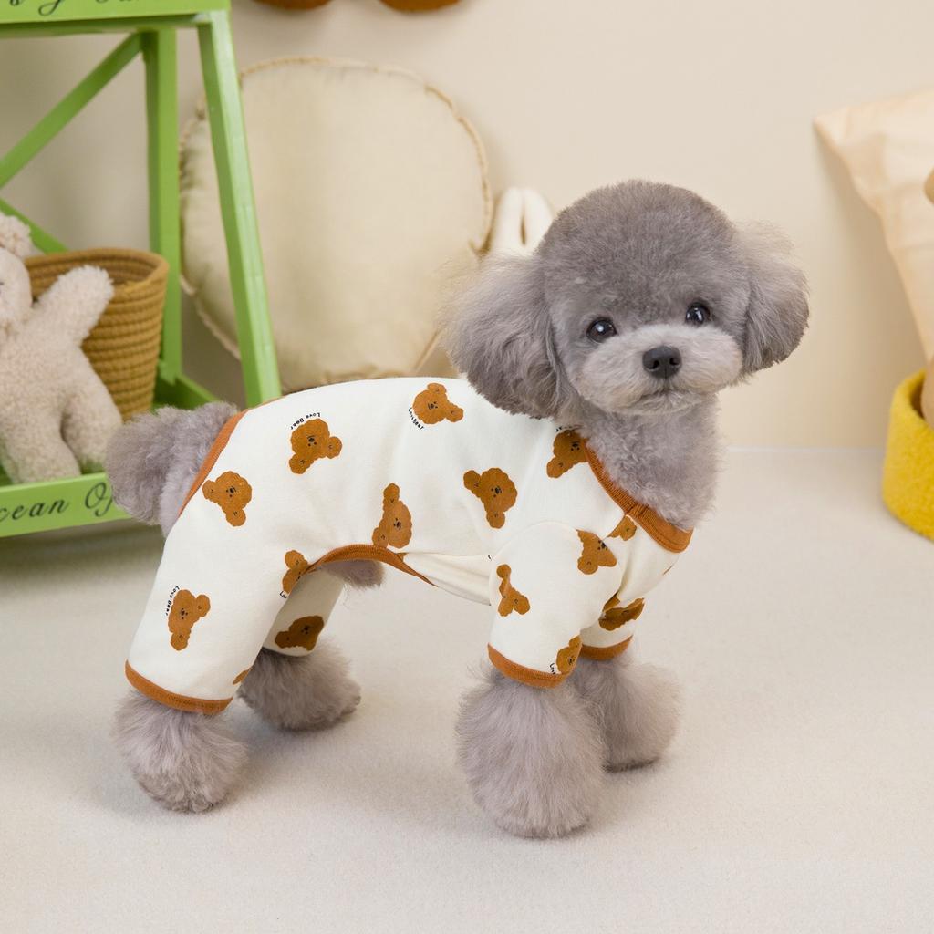 Cartoon Bear Small Dogs Clothes High Elasticity Four Legs Jumpsuit for Cats Spring Autumn Protect French Bulldog Pet Overalls