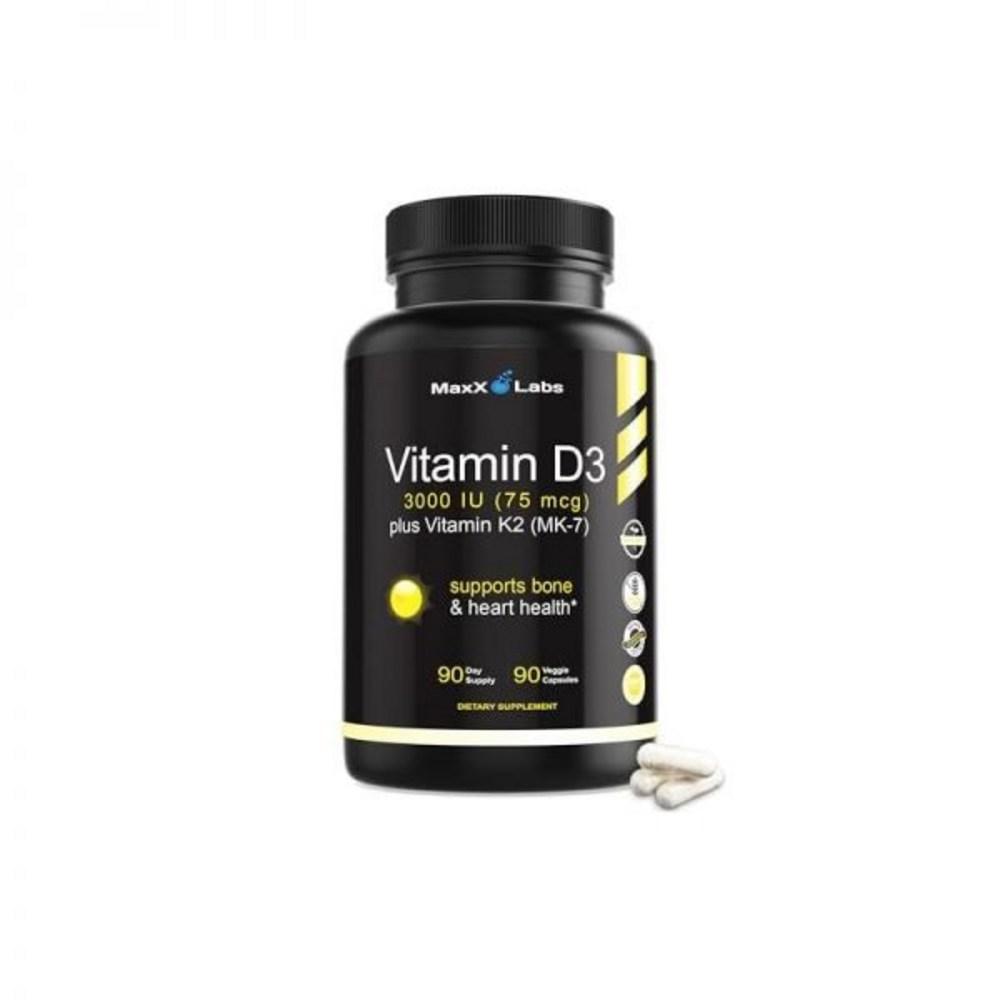 90 tablets containing Vitamin D3 K2 3000 U MK7 K, derived from natto, non-GMO.