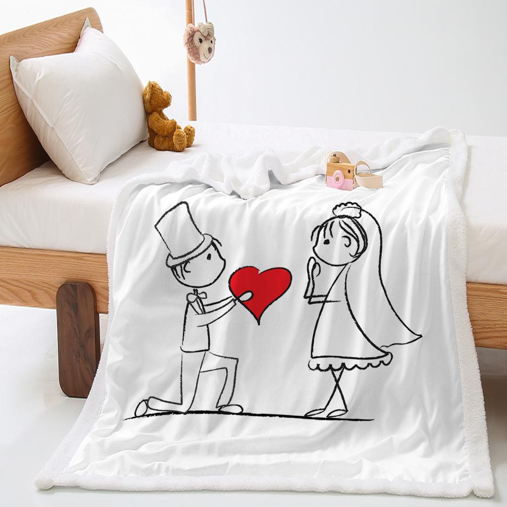 2D digital printing Valentine's Day thickened lamb wool crystal fleece blanket blanket