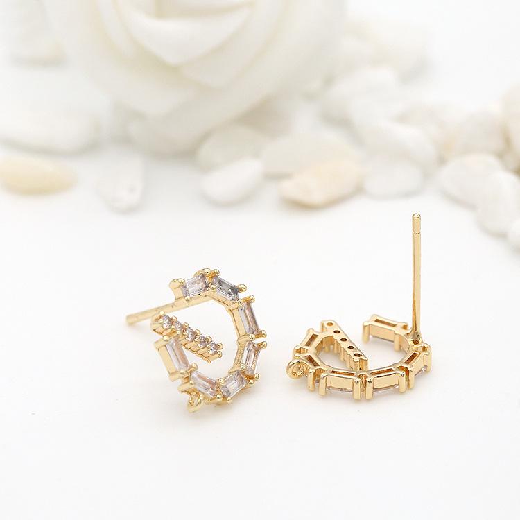 Korean Style 925 Silver Zircon G-shaped Stud Earrings