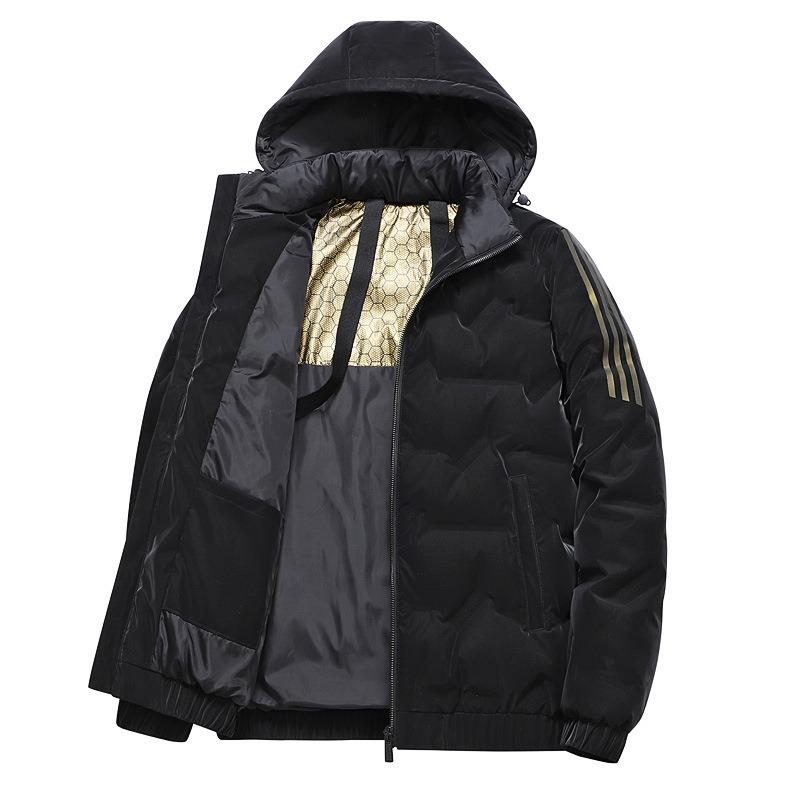 

2025 Hooded Down Jacket Men s Loose Casual Sports Graphene Down Jacket Cotton Jacket 5XL чёрный